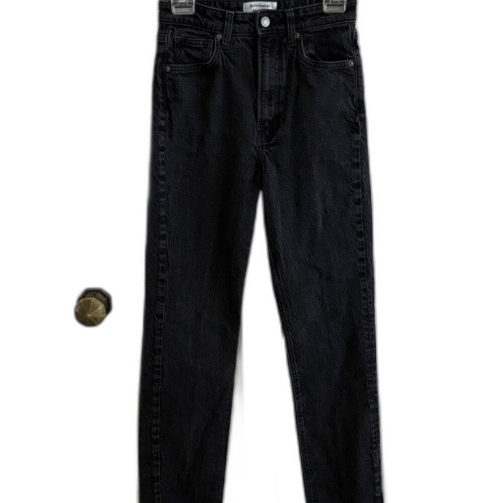 VGUC Reformation Liza Ultra High Rise Straight Black Jeans Size 26